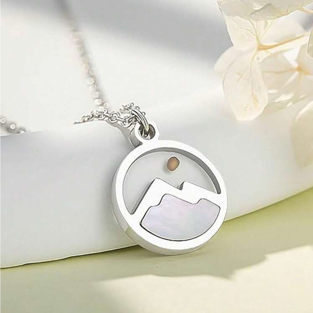 Elegant Silver Mountain Pendant Necklace
